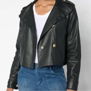 Peace Love World Black Label Coated Denim Jacket Size L